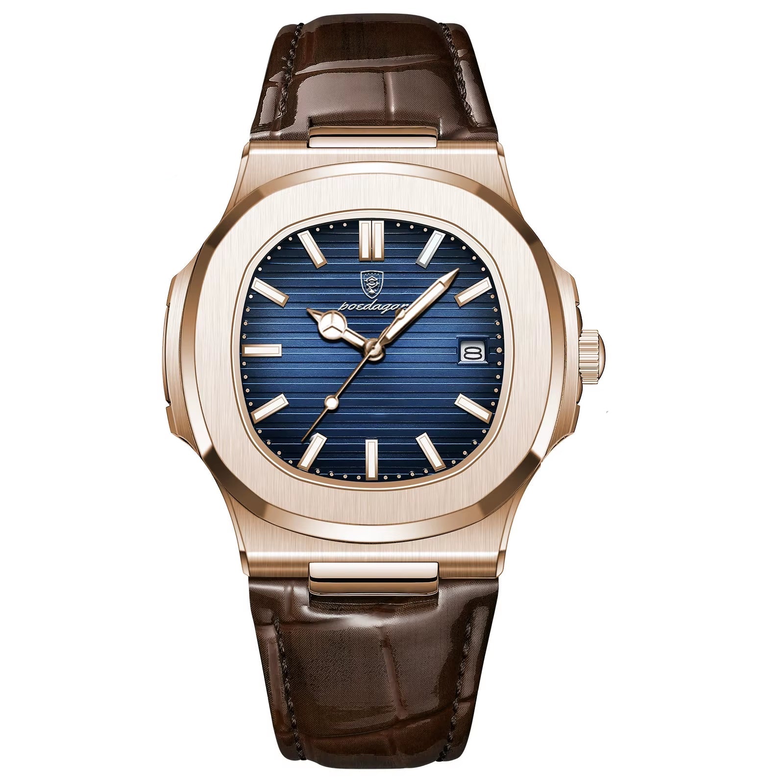 Fashion Square Man Watch Date Luminous Waterproof Leather Men Watch Casual Business Quartz Men'S Watches+Gift Box Reloj