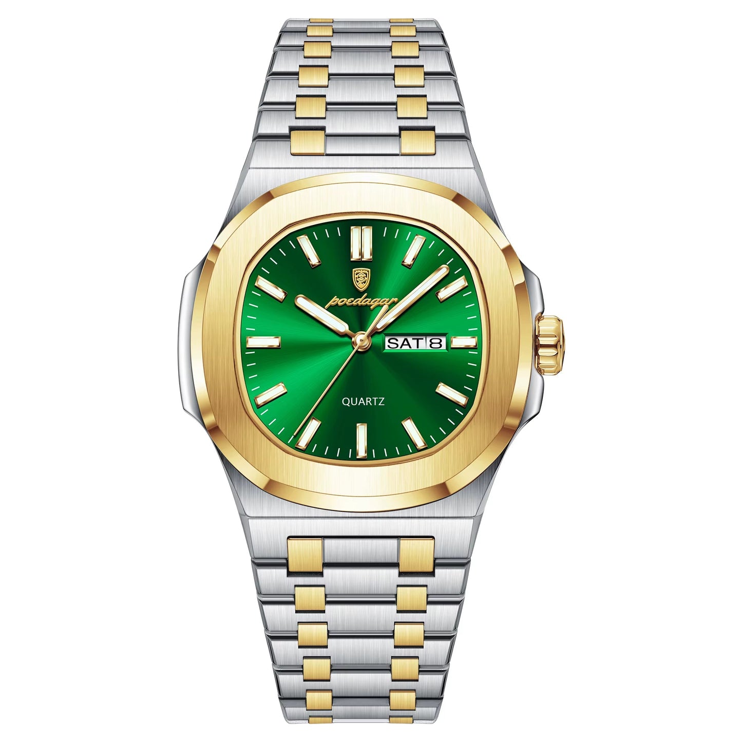 Luxury Square Men'S Watches Waterproof Luminous Date Week Men Watch Stainless Steel Fashion Quartz Man Wristwatch Reloj