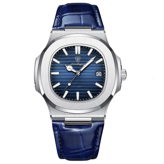 Fashion Square Man Watch Date Luminous Waterproof Leather Men Watch Casual Business Quartz Men'S Watches+Gift Box Reloj