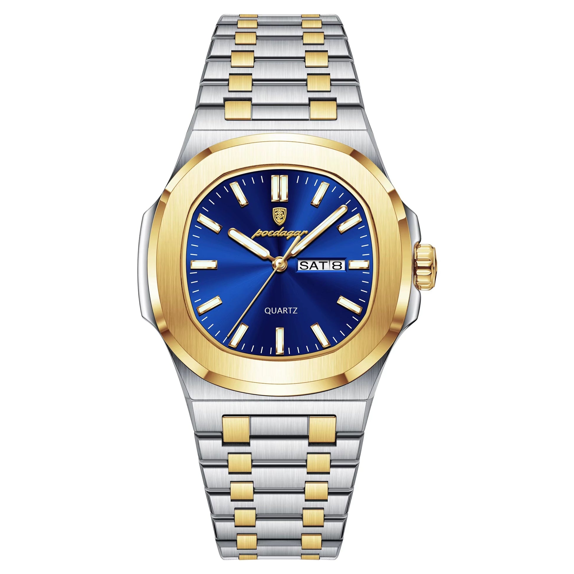 Luxury Square Men'S Watches Waterproof Luminous Date Week Men Watch Stainless Steel Fashion Quartz Man Wristwatch Reloj