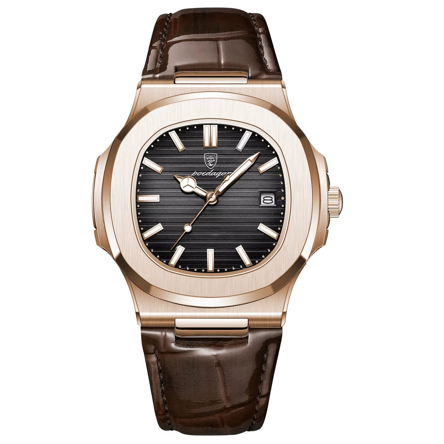 Fashion Square Man Watch Date Luminous Waterproof Leather Men Watch Casual Business Quartz Men'S Watches+Gift Box Reloj