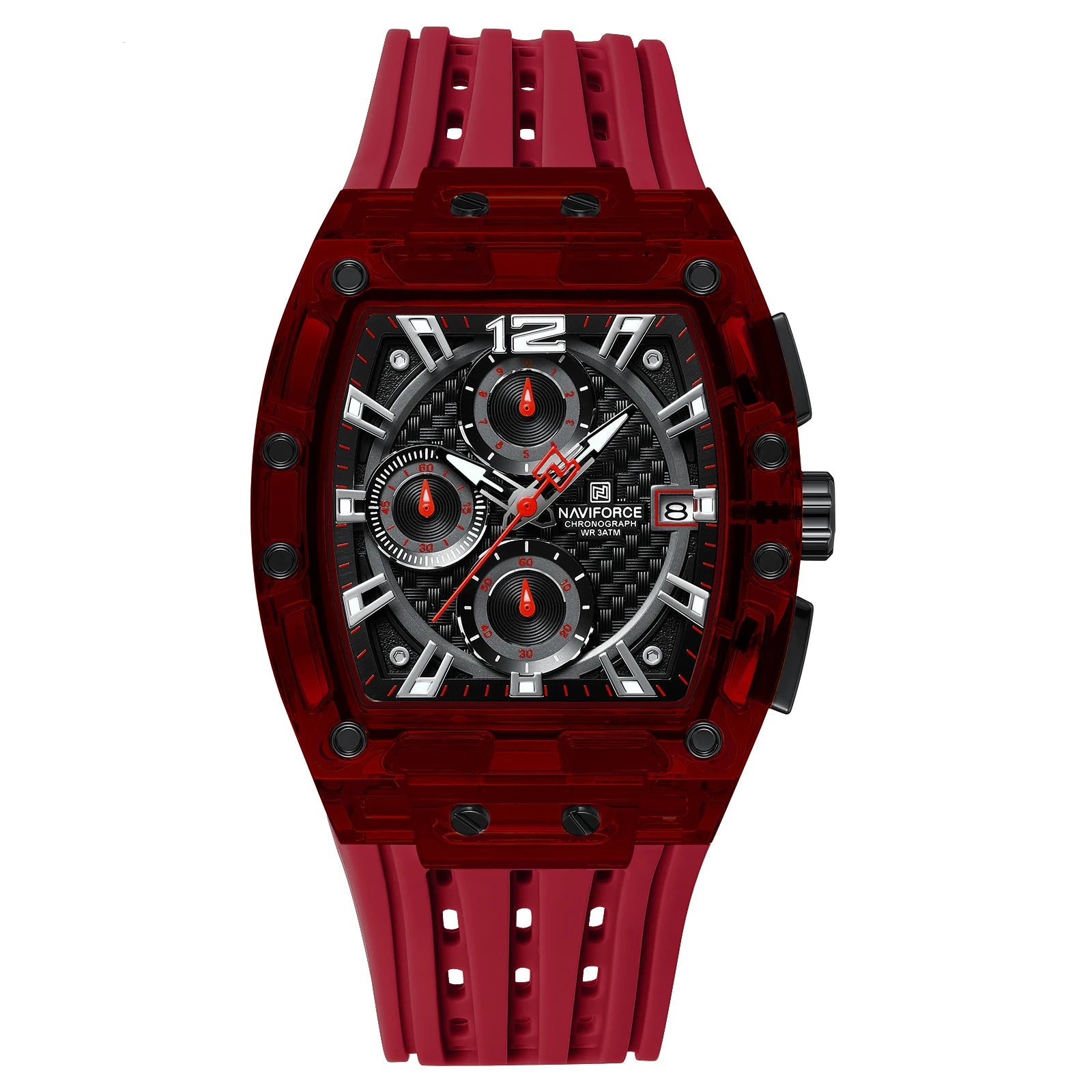 2025 New Design Transparent Tonneau Watch Men Quartz Man Watches Waterproof Luxury Sport Out Door Montre Homme