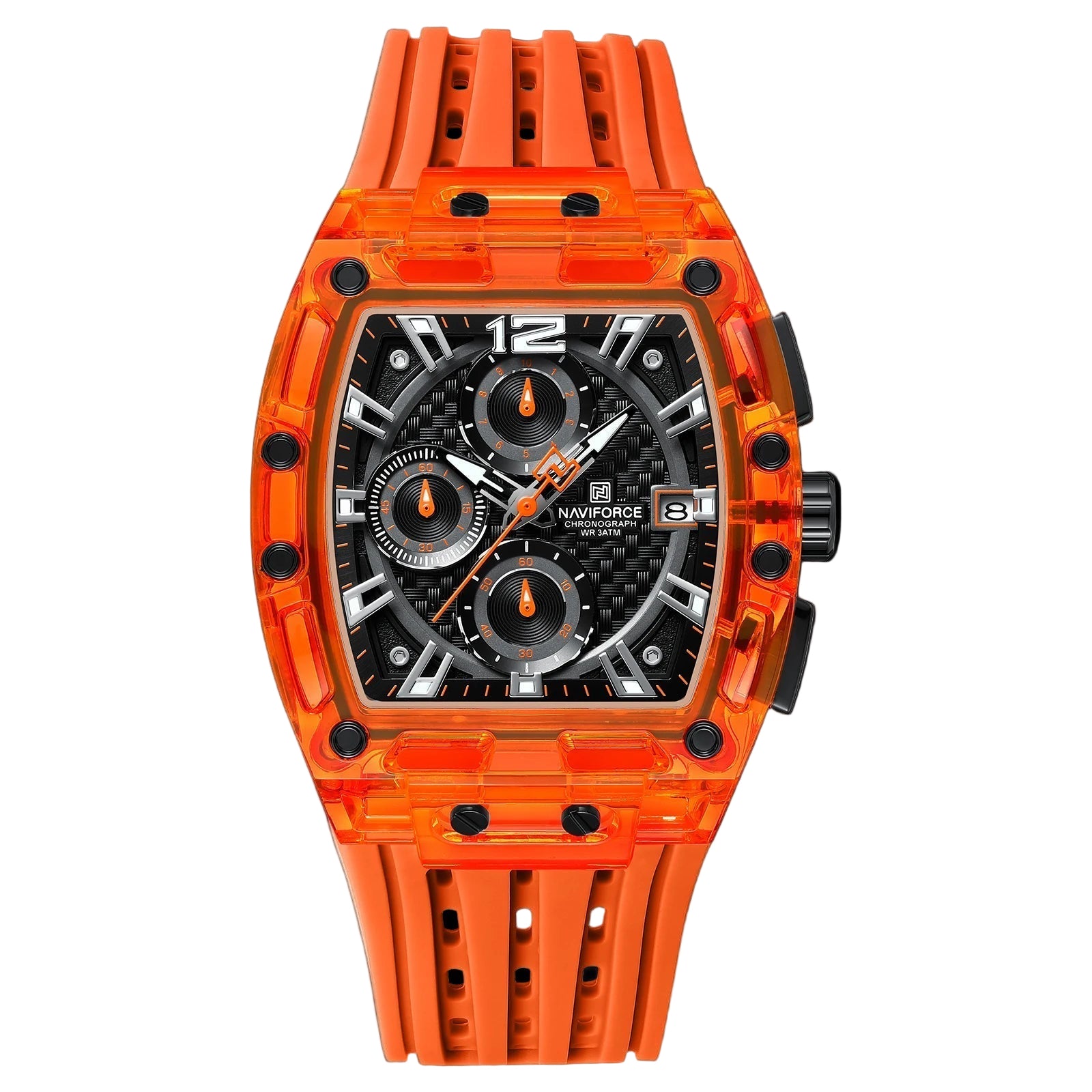 2025 New Design Transparent Tonneau Watch Men Quartz Man Watches Waterproof Luxury Sport Out Door Montre Homme