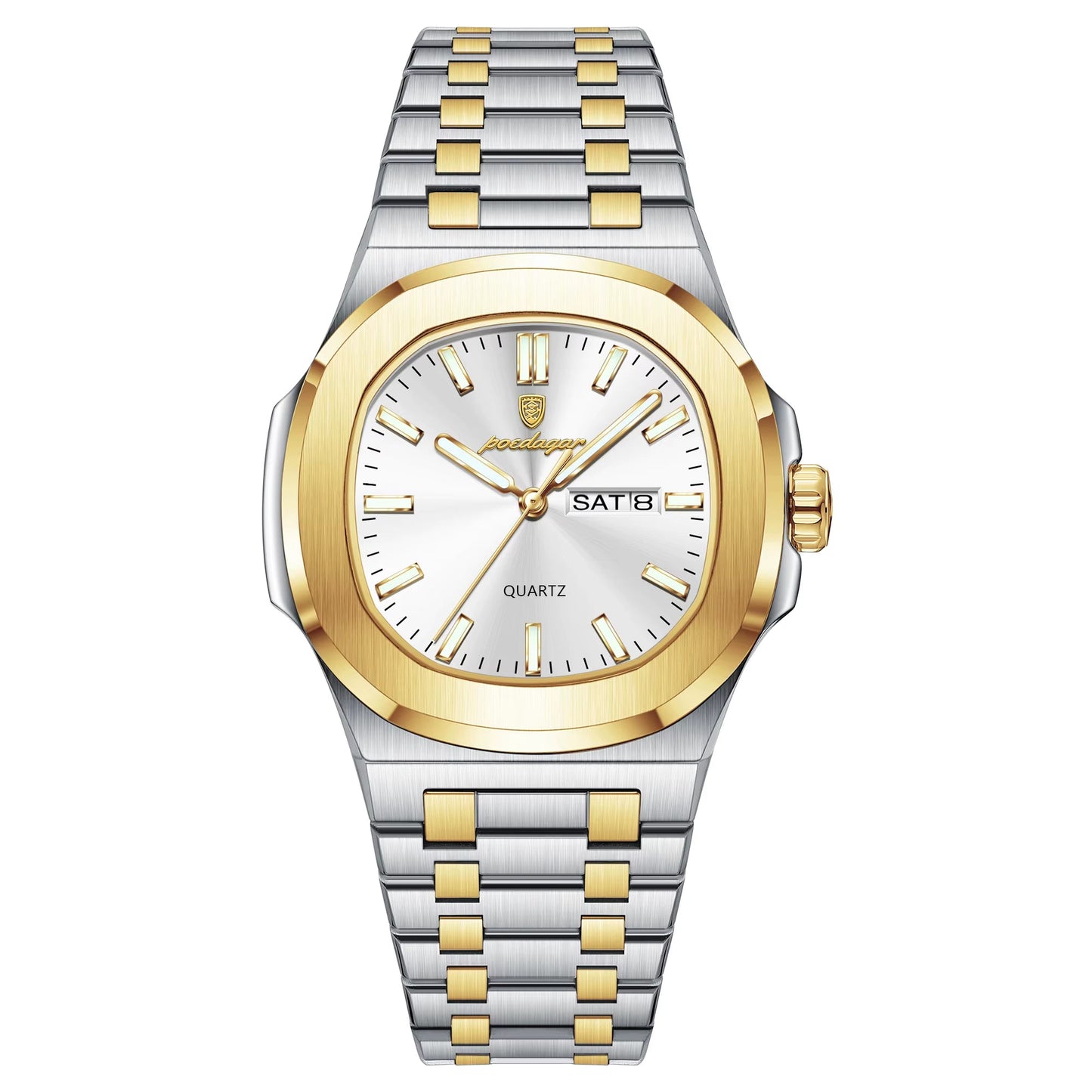 Luxury Square Men'S Watches Waterproof Luminous Date Week Men Watch Stainless Steel Fashion Quartz Man Wristwatch Reloj