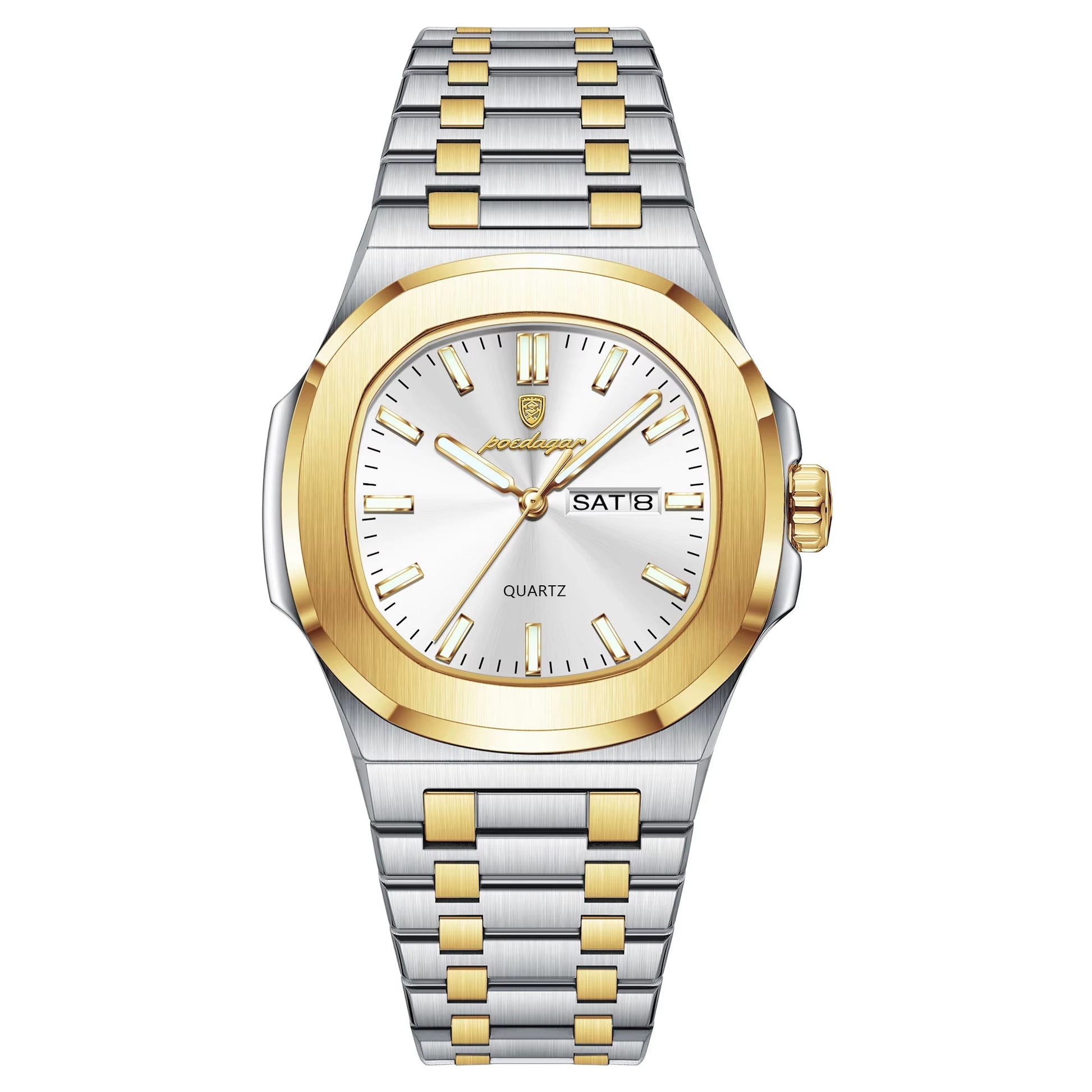 Luxury Square Men'S Watches Waterproof Luminous Date Week Men Watch Stainless Steel Fashion Quartz Man Wristwatch Reloj