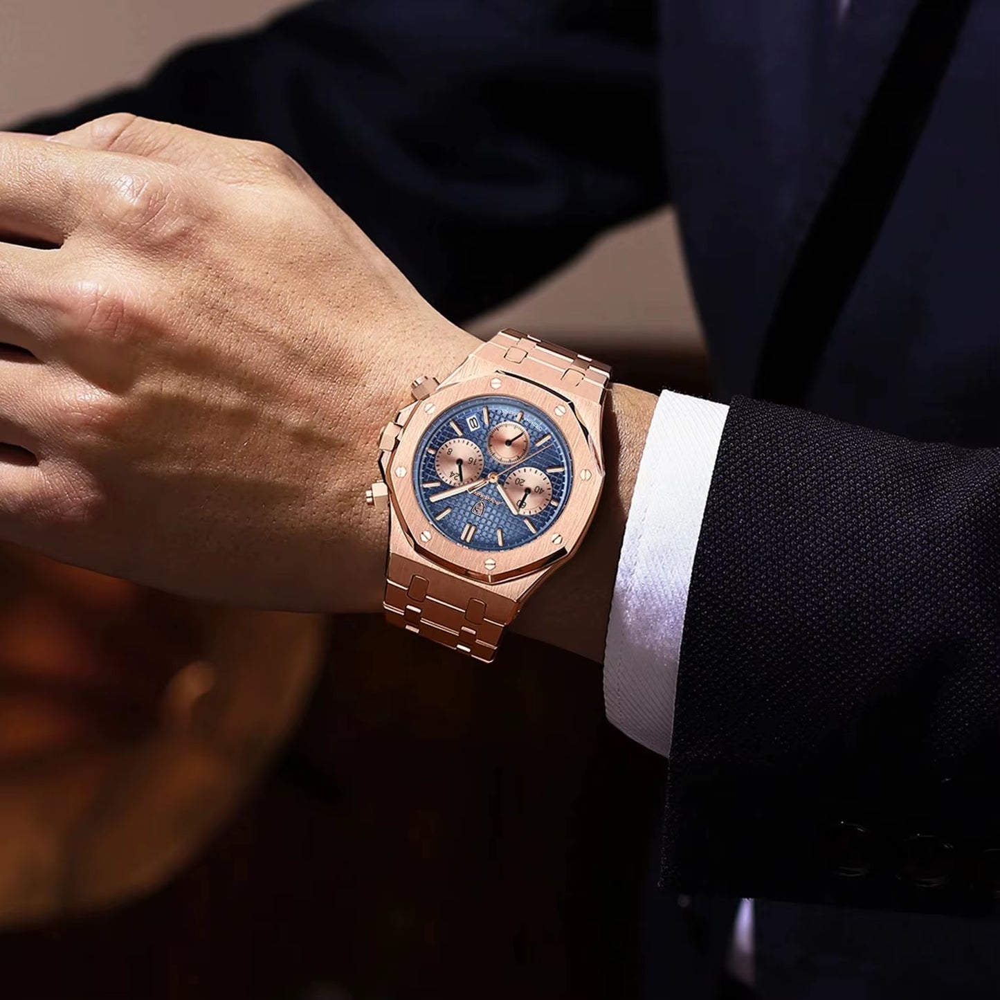 Luxury Men'S Watches Stainless Steel Date Chronograph Male Watch Waterproof Luminous Military Quartz Wristwatch for Men