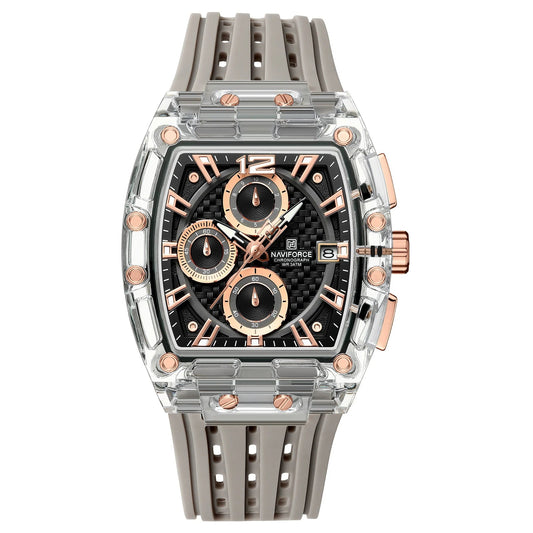 2025 New Design Transparent Tonneau Watch Men Quartz Man Watches Waterproof Luxury Sport Out Door Montre Homme