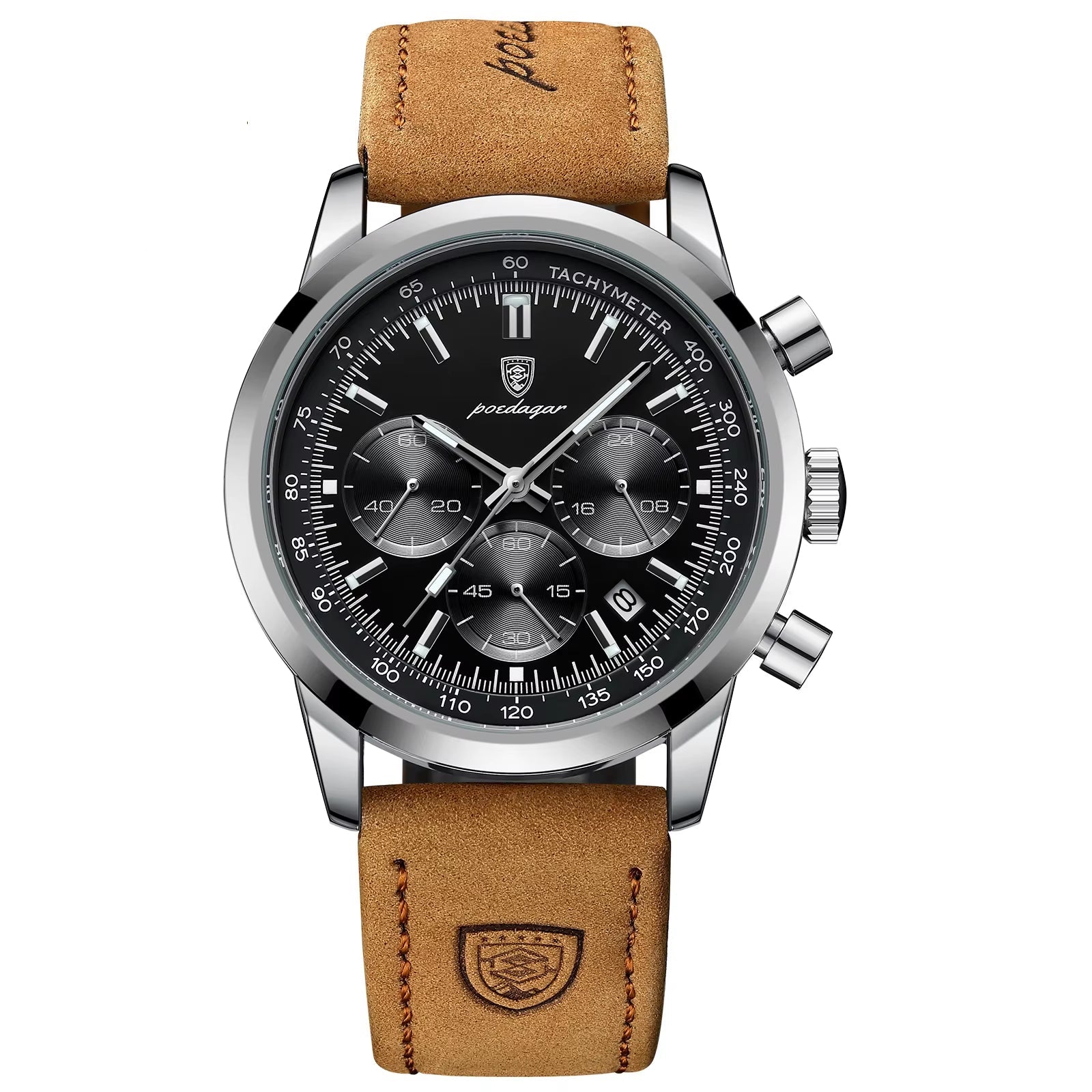 Luxury Brand Watch for Men Waterproof Luminous Chronograph Military Man Watch Fashion Leather Men'S Quartz Watches+Box