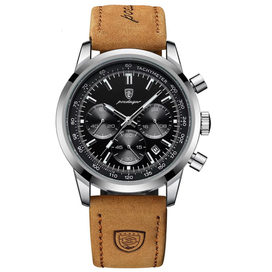 Luxury Brand Watch for Men Waterproof Luminous Chronograph Military Man Watch Fashion Leather Men'S Quartz Watches+Box
