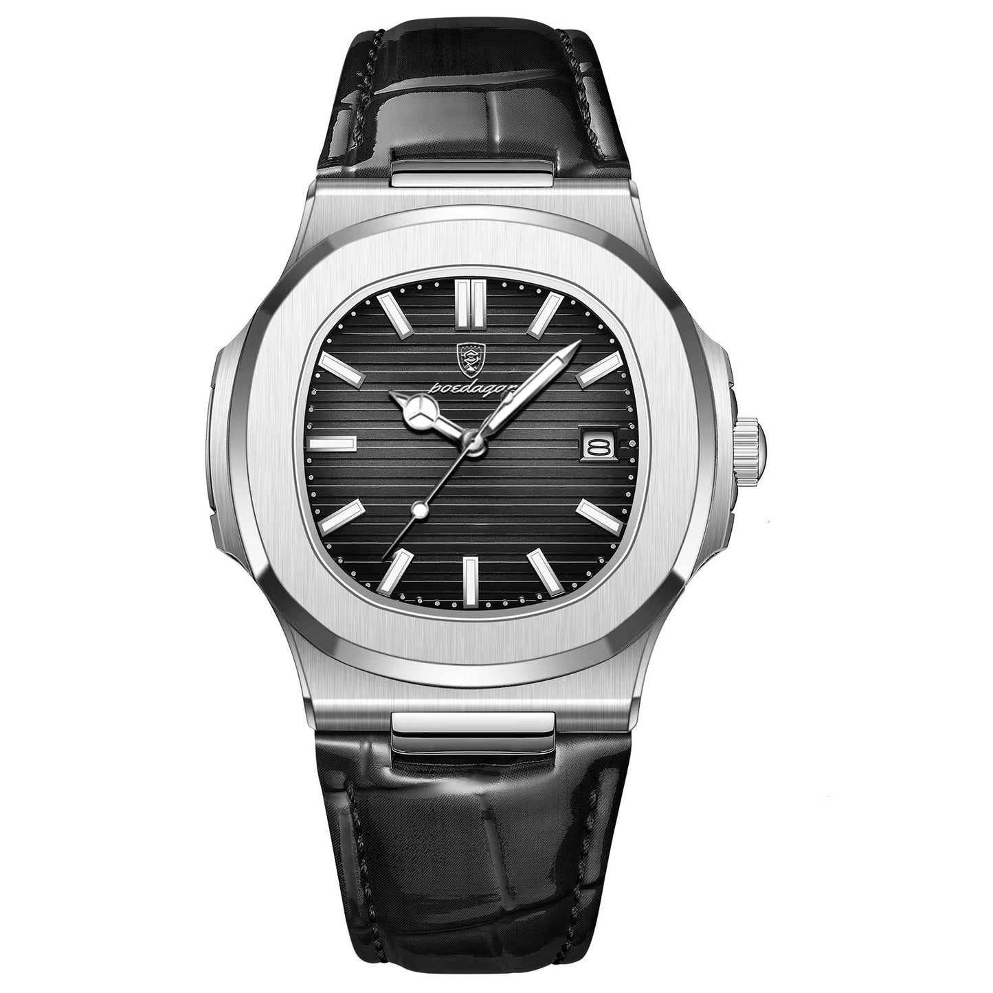 Fashion Square Man Watch Date Luminous Waterproof Leather Men Watch Casual Business Quartz Men'S Watches+Gift Box Reloj